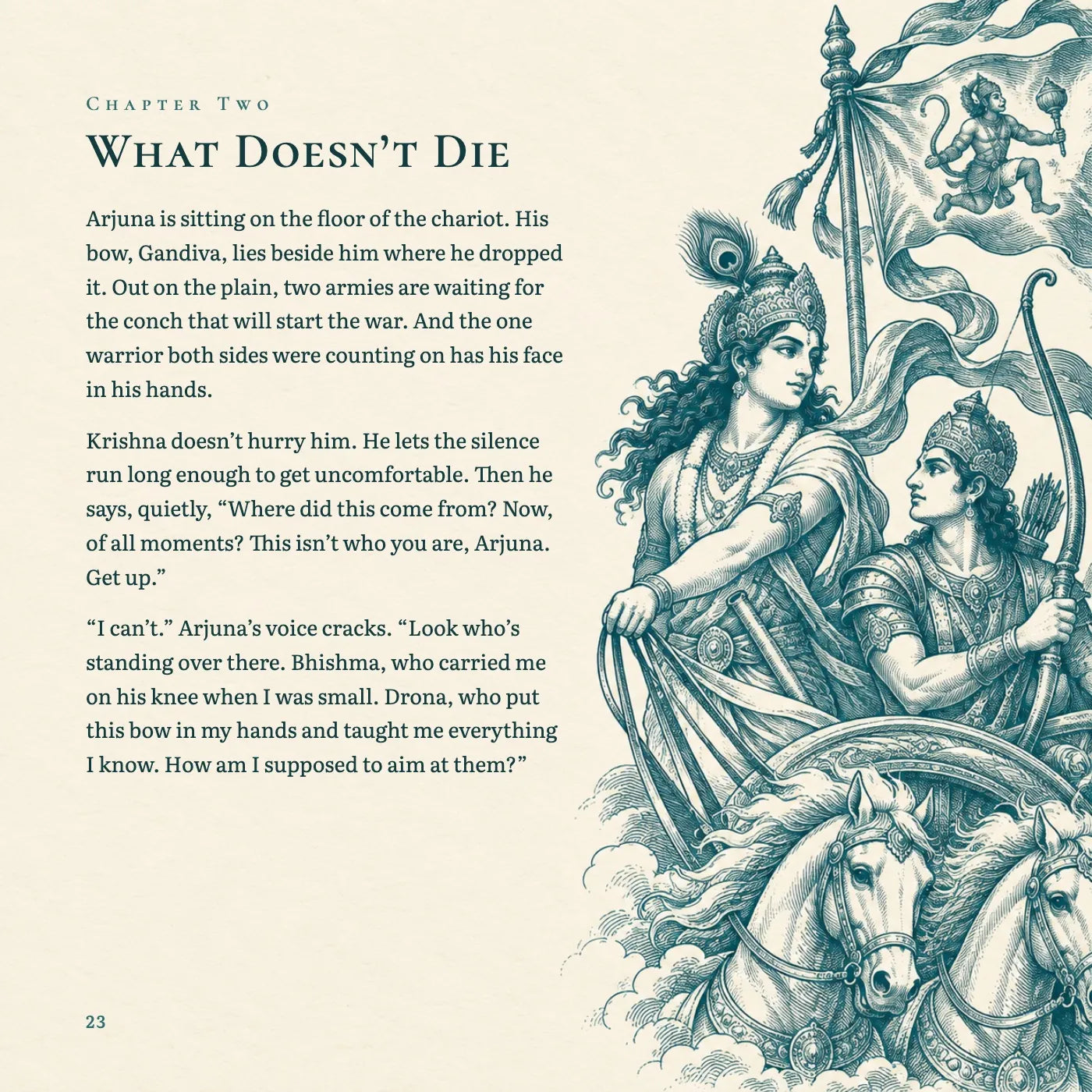 A text page: Chapter Two, What Doesn't Die